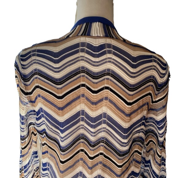 CHICO'S Travelers Zig Zag Stitch Cardigan Sweater Jacket Seafaring Blue Small - Picture 7 of 10